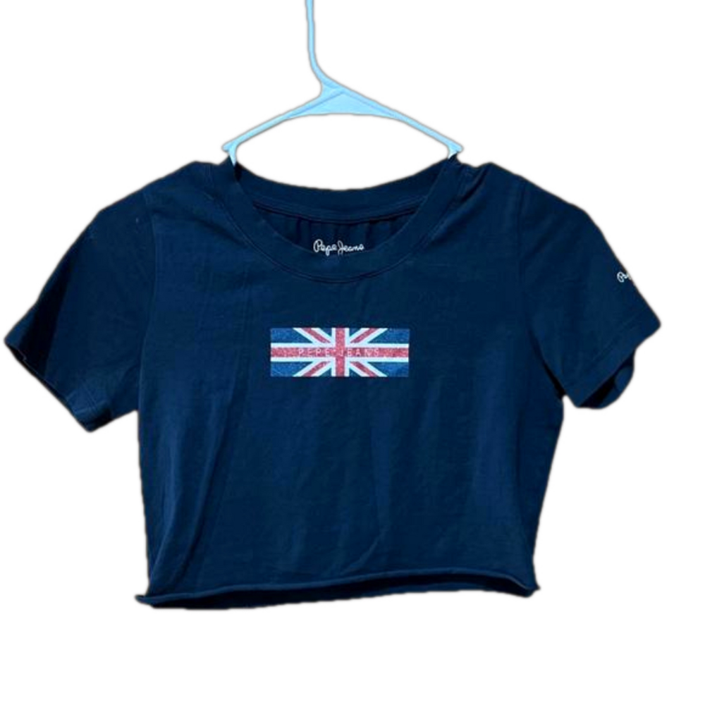 Pepe Jeans London Cropped Blue Tee Shirt